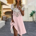thumbnail image 2 of UoCefik Summer Mini Dresses For Women Beach Short Sleeve V Neck Flowy Dress Trendy Floral Casual Sundress Loose Fit Fashion a Line Dresses Pink M, 2 of 4
