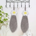 thumbnail image 3 of Home Supplies Kezqiaxn Flowers Chenille Hand Towel Cute Hanging Hand Wipe Ball Hand Towel Thickened Absorbent Hangable Multifunctional Hand Towel Gray, 3 of 8