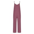 thumbnail image 5 of Sakmal Wide Leg Jumpsuits for Women Casual Solid Dressy Wedding Guest Plus Size Overalls Pink Sleeveless V Neck Long Pants for Women, 5 of 6