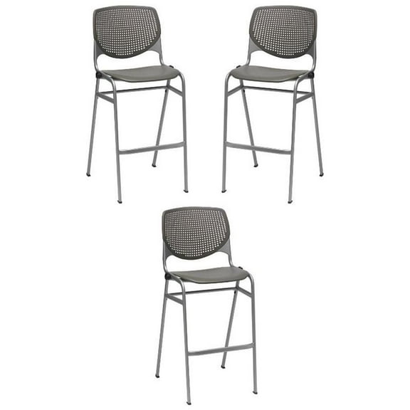 Home Square Stack Steel Frame Barstool in Brownstone Finish - Set of 3