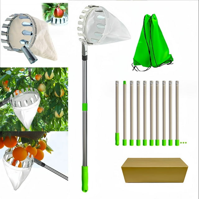 Wzzjkit 4.2M Fruit Extractor With Telescopic Handle Long Berry Extractor With Stainless Steel Connecting Pole And Fabric Bag Fruit Extractor