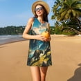 thumbnail image 3 of Balery Valley River Dinosaur Vestidos de verano para mujer con estampado: vestido holgado sin mangas, vestido playero informal y cómodo para días calurosos., 3 of 7