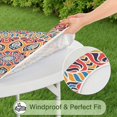 thumbnail image 6 of 44in Round Tablecloth with Elastic Edge, Waterproof Fitted Table Cover for 36-44" Tables, Floral Theme Polyester Reusable Table Cloths Wipe Clean for Picnic, Dining, Outdoor Use and Party Decor, 6 of 7