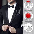 thumbnail image 3 of Uxcell Gem Chain Brooch Pins, 2Pcs Hanging Chain Brooch Suit Pin Tassel Crystal Badge Lapel Collar Pins for Women Men Shirts Tuxedo Scarf, Silver Tone(Black/Red), 3 of 7