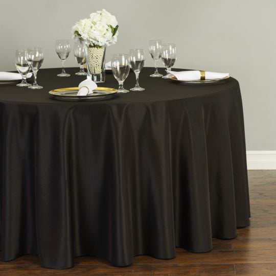 3pk 108 In Round Polyester Tablecloth, Black Round Table Covers