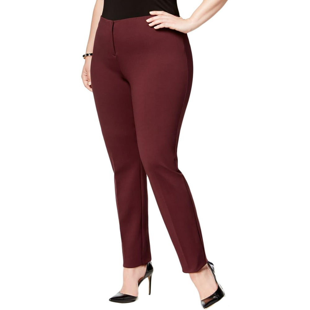 Alfani - Alfani Womens Plus Ponte Comfort Waist Dress Pants Red 24W ...