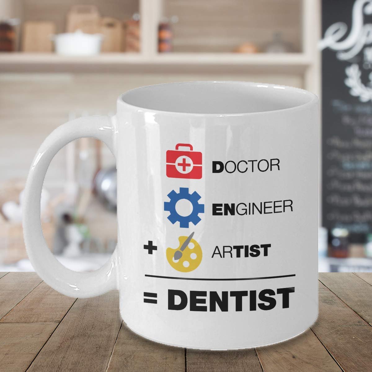 A Doctor, An Engineer & An Artist Is Equal To A Dentist Funny Equation Themed Coffee & Tea Gift Mug Cup, Home Décor, Office Decoration, Stuff & Christmas Or Graduation Gifts For Men & Women Dentists - image 3 of 4