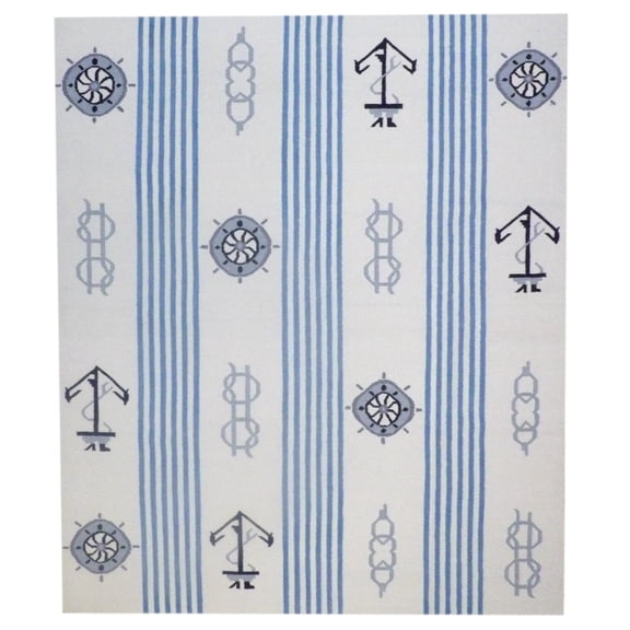 Wahi Rugs Hand Knotted Coastal Flat-Weave Indoor Outdoor Beach 8'0"x10'0" -w1086