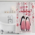 thumbnail image 4 of Pink Penguins Valentines Waterproof Fabric Shower Curtain, Red Love Heart Waterproof Fabric Shower Curtain for Bathroom Curtains Bathtubs Hotel Washable Shower Curtains with 12 Hooks Extra Long 72x84, 4 of 8