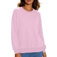 thumbnail image 5 of ClodeEU Women's Crew Neck Long Sleeve Sweatshirt,Casual Loose Fit Pullover Top Pink,Women's Plus XL, 5 of 9