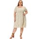 thumbnail image 3 of Women's Plus Size Midi Dress Ruffle Hem Smocked Waist Floral Dresses Apricot 2X, 3 of 5