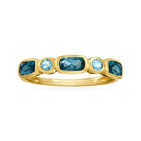 Ross-Simons 0.90 ct. t.w. London and Sky Blue Topaz Ring in 14kt Yellow Gold, Women's, Adult