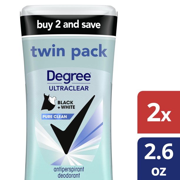 Degree UltraClear Black+White Pure Clean Antiperspirant Deodorant, 2.6