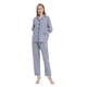 thumbnail image 3 of Apparonia S S Conjuntos de Pijama para Mujer Ropa de Dormir de Algodón Camisa de Manga Larga con Botones Al Frente y Pantalón Ropa de Dormir Cuello con Solapa Pjs Conjuntos de Descanso Rayas Azule, 3 of 6