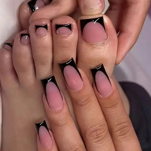 48 Pieces Black French Nude Manicure Set
