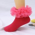 thumbnail image 4 of NOLDARES Grils Ruffle Socks Toddler Double Frilly Fluffy Princess Dress Cotton Sock Tutu Socks for Girls/Baby/Toddler(Hot Pink,4-6 Years), 4 of 7