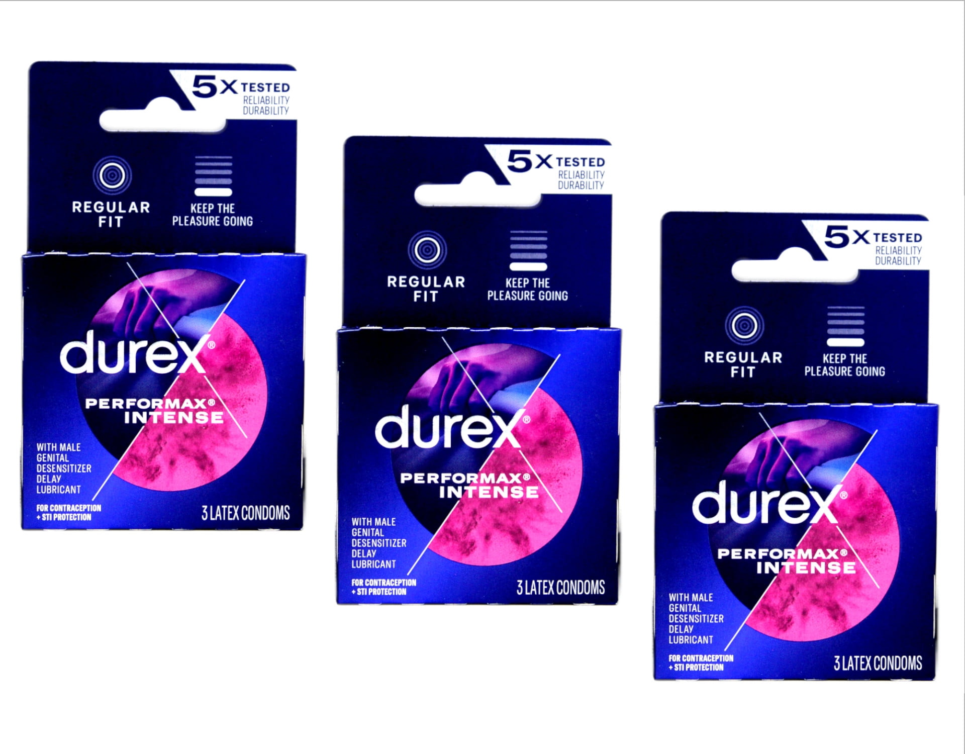 3 Pack Durex PerforMax Intense Climax Control Ultra-Fine 3 Condoms Each