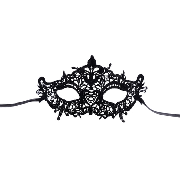 Mskk Masquerade Mask for Women, Elegant Hollow‑Out Lace Venetian Half‑Face Mask Halloween Mardi Gras Carnival Costume Ball Cosplay Party Accessory for Night Event, Black