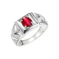 thumbnail image 4 of RYLOS Men's Rings Sterling Silver Rings Designer Weave Band 7X5MM Oval Gemstone & Diamond Ring Ruby July Birthstone Rings For Men Size 13, 4 of 8