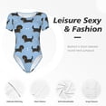 thumbnail image 6 of Daiia Dachshund Dog print Women's Crew Neck Short Sleeve Bodysuit Fashion Tops Fit Casual Basic Extender Bodysuit-X-Large, 6 of 9