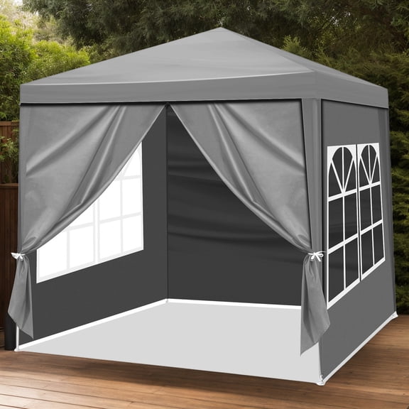 Gray 6.5x6.5ft Portable Party Tent, 4-Sided Waterproof Canopy
