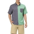 thumbnail image 1 of INSPIRE CHIC Men's Shirts Short Sleeve Summer Cotton Patchwork Button Down Shirts L Navy Green, 1 of 5