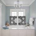 thumbnail image 3 of 2 Panels Kitchen Tier Curtains 39 Inch Length, Black Grey Grommets Window Treatment Curtain, Boho Vintage Print Distressed Brick Patterns Thermal Curtains Drapes for Living Room/Bathroom, 3 of 9