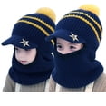thumbnail image 2 of Hooded Scarf Baby Snow Hats Girl Fleece Lining Beanie With Pom Poms Toddler Kids Winter Knitted Kid Hat Scarf Earflap, 2 of 20