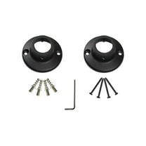 Naiture Straight Shower Curtain Rod Round Flanges, Zinc Alloy, Set of 2, Black Finish