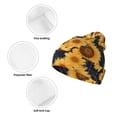 thumbnail image 3 of Lsque Navy Blue Plaid Sunflower Pattern Knitted Beanie, Unisex Winter Hat, Knit Hat Winter Beanies Thick Fisherman Beanies Cuffed Plain Skull Caps, 3 of 6