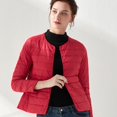 thumbnail image 3 of Chaqueta corta ajustada sin cuello para mujer, Chaqueta corta ajustada con cuello redondo de talla grande, estilo delgado, 3 of 6