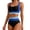 Blue, variant on Women's Athletic Full Coverage Bikini Set Adjustable High Waisted Swimsuit Color Block Sport Swimwear