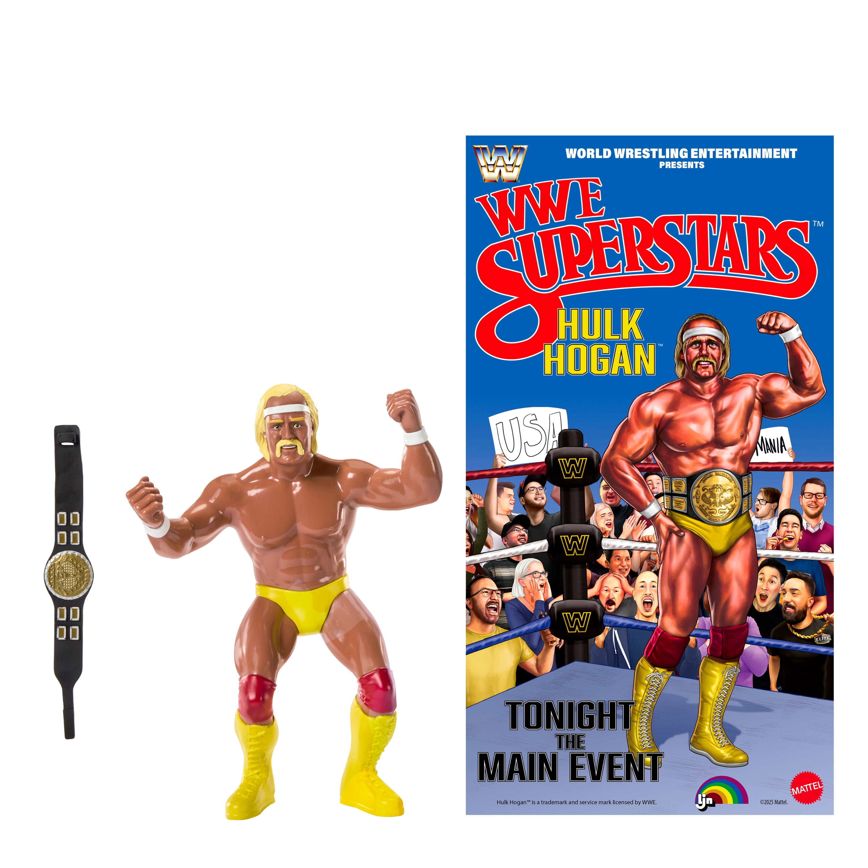 WWE LJN Superstars Hulk Hogan Action Figure, 1980s Retro 8-inch