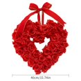 thumbnail image 3 of Heart Shaped Wreath with Floral Rose Artificial Garland - Red 16 Inch Door Wreath for Home, Wedding, Valentine's Day, Party Decor, and Romantic Settingn, 3 of 5