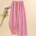 thumbnail image 3 of Women's Casual Fashion Sleep Pants Striped Loungewear Pants Wearable As Outerwear High-Waisted Pants for Modern and Comfortable Lifestyle,Hot Pink,One Size, 3 of 4