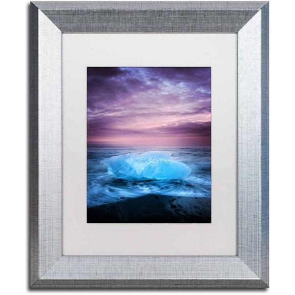 Trademark Fine Art 'Ice at Sunset' Canvas Art by Philippe Sainte-Laudy, White Matte, Silver Frame