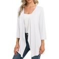 thumbnail image 3 of Daystry Plus Size Cardigan for Women 3/4 Sleeve Casual Open Front Light Cardigan White-2X, 3 of 9