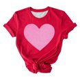 thumbnail image 5 of Valentine Shirts for Womens Buffalo Plaid Love Heart Tee Letter Short Sleeve Tops Plus Size T-Shirt, 5 of 5