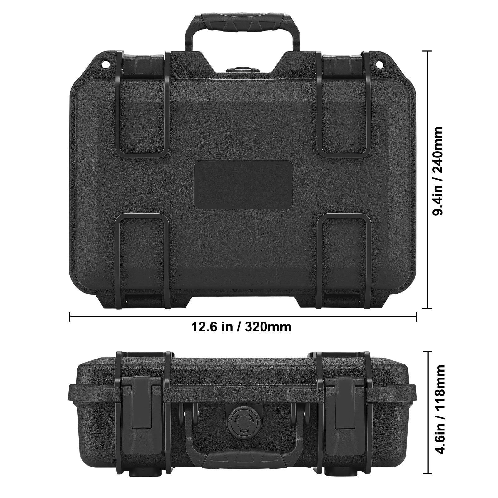KFFKFF Durable Pistol Containers with Customizable Foam Inserts, Water-Resistant & Secure Hard Handgun Case for Single Pistol, Dimensions 12.59x9.01x4.4 inches, Features Lock, Color: Black