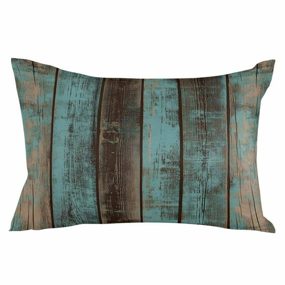 Teal Wood Grain Throw Pillow Cover 20 x 36 Inch Decorative Pillow Cover Gradient Farm Old Wooden Board Vintage Lumbar Pillowcase Seasonal Rectangle Cushion Case for Couch Sofa Bed Living Room