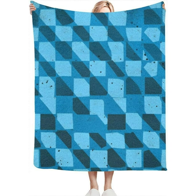 Abstract Blue Checkered Throw Blanket for Couch Bed Soft Cute Fleece Fuzzy Spring Summer Throw Blankets Cozy Living Room Throw Blanket for Chair