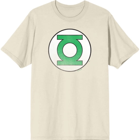 Green Lantern Logo Men's Natural Crew Neck Short Sleeve Tee-Medium