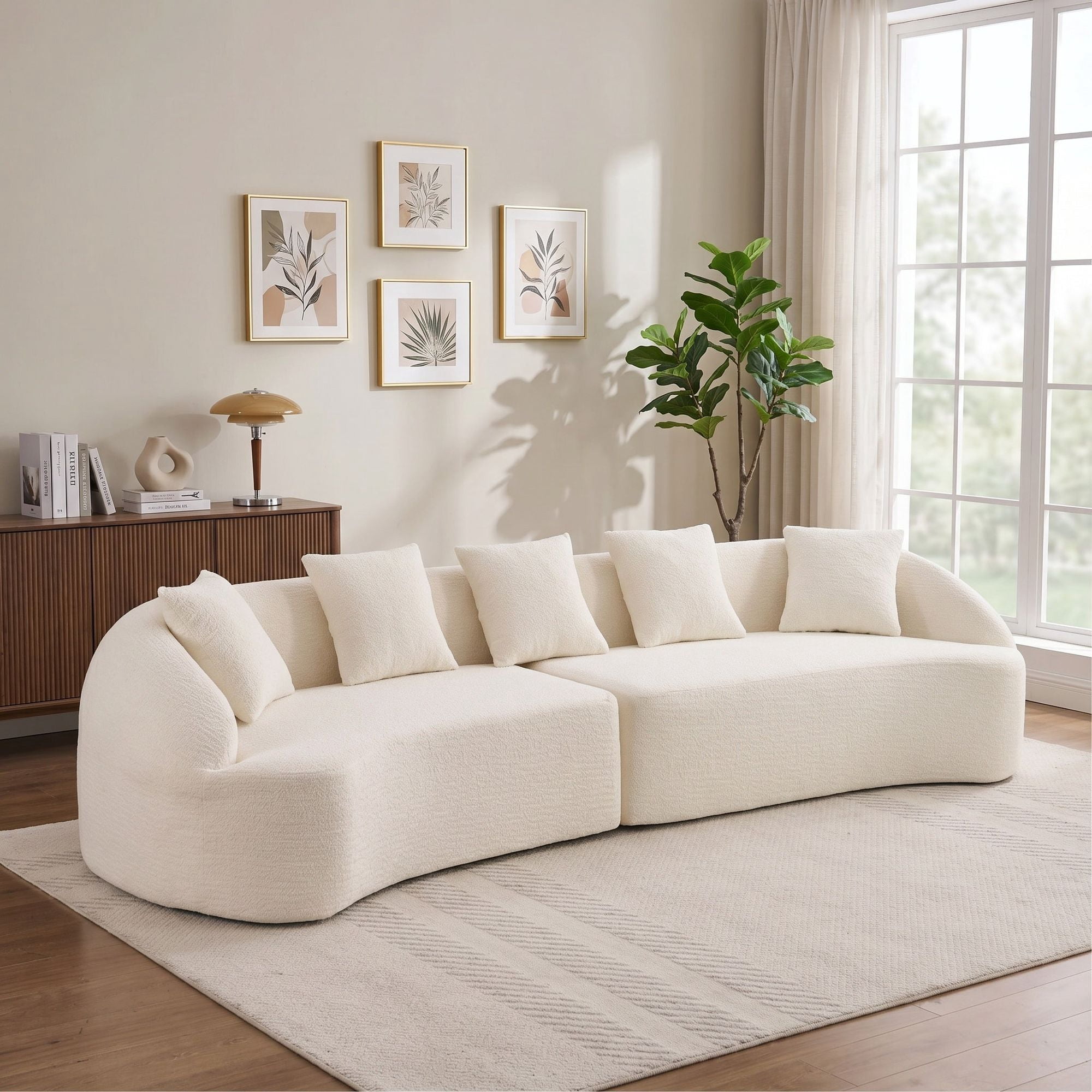 Sailvan 110" Curved Modular Sectional Sofa, High-Density Chenille Sleeper Couch for Living Room