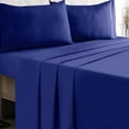 thumbnail image 5 of MALLONI HOME Full Size Sheet Set - Cotton Rich Bedding Sets Full, 4 Piece Deep Pocket Full Bed Sheets - Ultra Soft, Wrinkle Resistant, Quick Dry, Easy Care Full Sheets - Navy Blue, 5 of 6