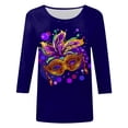 thumbnail image 4 of PMUYBHF Hauts pour Femmes Col Rond Manches Trois-Quarts Blouse Confortable à Imprimé Floral T-Shirts 135 TTG, 4 of 4