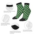 thumbnail image 3 of Uemuo Green Argyle Plaid Printed Crew Socks, Moisture-Wicking Socks, Athletic Socks for Men Breathable Cushion Socks Casual Sport Socks for Running Traveling, 3 of 6