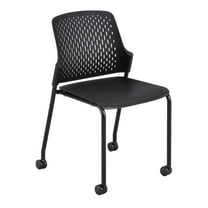 Next Stack Chair with Casters in Black - 21.88"L x 22"W x 33"H