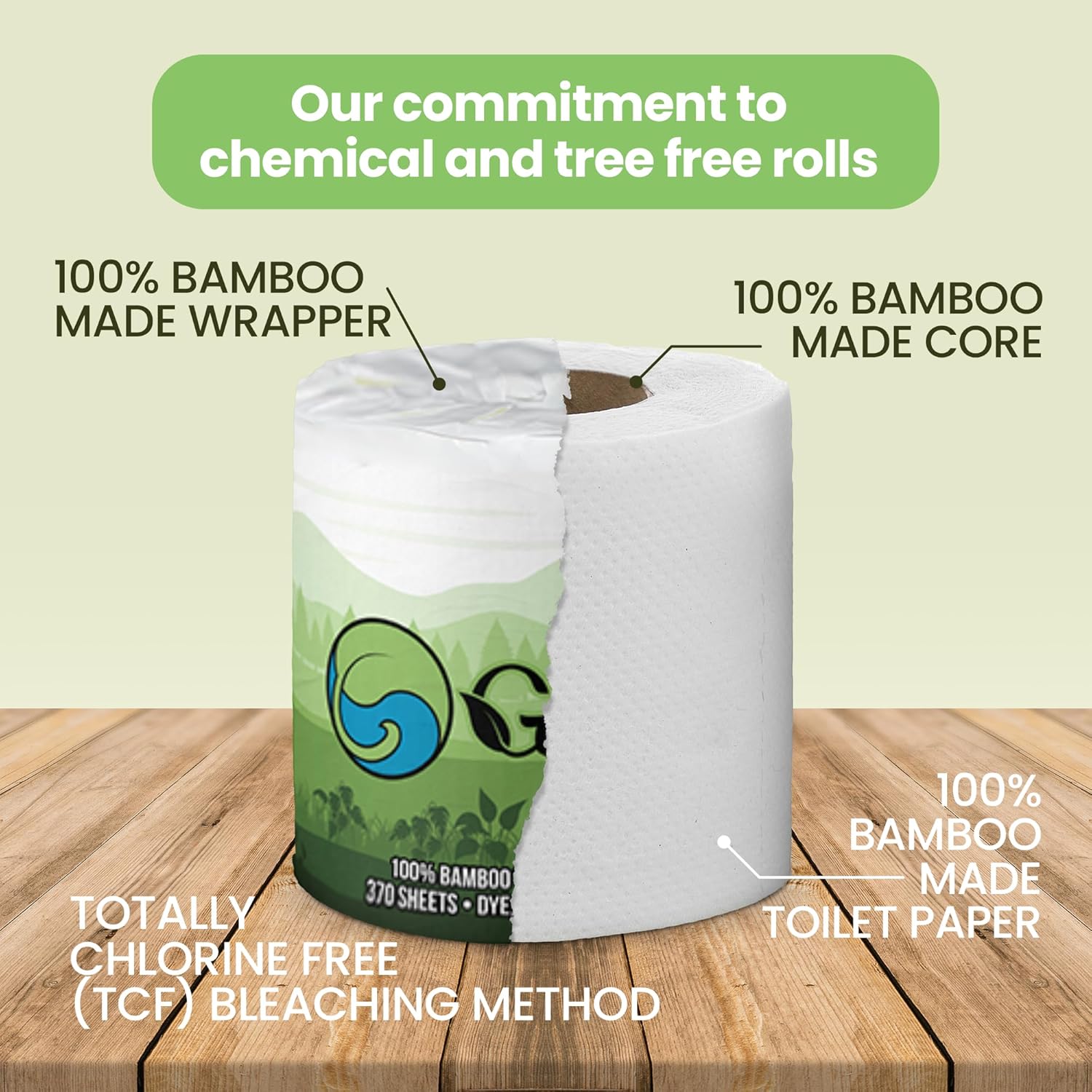 Gaias Premium and Soft Organic Bamboo Toilet Paper | 12 Mega Rolls, 3 Ply, 370 Sheets | FSC Certified, PFAS & BPA Free, Eco-Friendly, Sustainable Tissue - Plastic Free, Septic Safe, Vegan