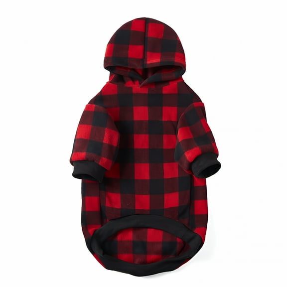 TELOLY Pet Dog Plaid Hoodie Sweaters with Hat, Dog Warm Winter Dog Coat for Small Medium Large Dogs