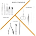 thumbnail image 4 of Juego de manicura y cortaúñas, kit de herramientas para el cuidado de la pedicura, kit de cuidado de acero inoxidable, 12 piezas para viajes o para el hogar, color negro, 4 of 6